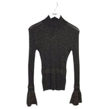 VERONICA BEARD LONG FLARE SLEEVE DESIGNER SWEATER BLACK GOLD SMALL
