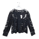 ANTHROPOLOGIE NWT$148 MESH LONG SLEEVE TOP BLACK XL