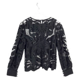 ANTHROPOLOGIE NWT$148 MESH LONG SLEEVE TOP BLACK XL