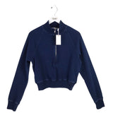 GOOD AMERICAN NWT$139 HALF ZIP SWEATER BLUE MEDIUM