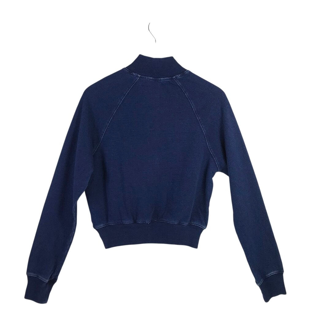 GOOD AMERICAN NWT$139 HALF ZIP SWEATER BLUE MEDIUM