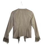MY TRIBE LEATHER FRINGE JACKET TAUPE MEDIUM