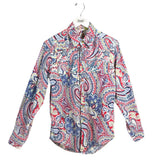 ROBERT GRAHAM EMBROIDERED LONG SLEEVE MEN SHIRT RED BLUE SMALL