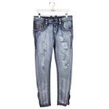 ROCK REVIVAL DISTRESS STRAIGHT MEN JEANS BLUE 29