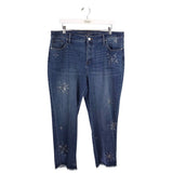 CHICO'S NWT$149 STUDDED CROP JEANS BLUE SILVER 2.5