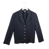 ST JOHN COLLECTION KNIT LONG SLEEVE DESIGNER BLAZER BLACK 14