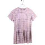 QUEEN OF SPARKLES MINI PLAID JEWELED SHORT SLEEVE DESIGNER DRESS LAVENDER MULTI MEDIUM
