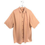 TOMMY BAHAMA SILK EMBROIDERED SHORT SLEEVE MEN SHIRT PEACH XXL