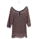 ALICE + OLIVIA EMBROIDERED 3/4 SLEEVE DESIGNER DRESS BLACK MULTI MEDIUM