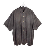 TOMMY BAHAMA SILK EMBROIDERED SHORT SLEEVE MEN SHIRT BROWN XXL
