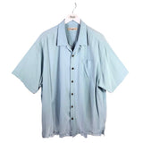 TOMMY BAHAMA SILK EMBROIDERED SHORT SLEEVE MEN SHIRT SKY XXL