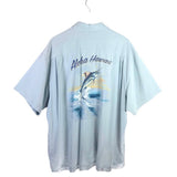 TOMMY BAHAMA SILK EMBROIDERED SHORT SLEEVE MEN SHIRT SKY XXL