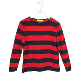 ST JOHN LONG SLEEVE STRIPE DESIGNER SWEATER RED BLACK MEDIUM