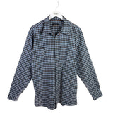 ORVIS FLANNEL PLAID LONG SLEEVE MEN SHIRT BLUE GREY LARGE