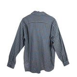 ORVIS FLANNEL PLAID LONG SLEEVE MEN SHIRT BLUE GREY LARGE