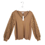 CHICO'S NWT$120 CROCHET LONG SLEEVE SWEATER BROWN 2