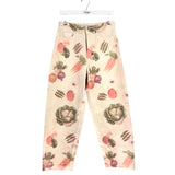 ZARA PRINT WIDE LEG PANT CREAM RED 4