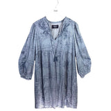 JOHNNY WAS EMBROIDERED MINI DESIGNER DRESS BLUE AQUA MEDIUM