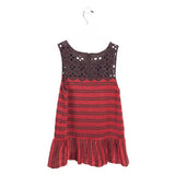 FREE PEOPLE EYELET SLEEVELESS TOP BROWN RED SMALLP