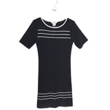 MISOOK KNTI SHORT SLEEVE DESIGNER DRESS BLACK SMALL