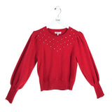 NANETTE BY NANETTE LEPORE JEWELED LONG SLEEVE SWEATER RED MEDIUM