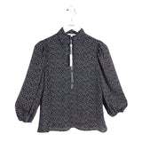 MAX STUDIO NWT$118 3/4 SLEEVE TOP BLACK WHITE XSMALL