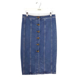 PILCRO AND THE LETTERPRESS DENIM PENCIL SKIRT BLUE 4