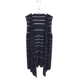 LAFAYETTE 148 STRIPE KNIT DESIGNER VEST BLACK SILVER SMALL