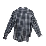 FRANK & EILEEN RET$258 PLAID FLANNEL LONG SLEEVE DESIGNER BLOUSE GREY WHITE LARGE
