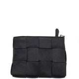 RET$129 LEATHER WRISTLET HANDBAG BLACK 8”x5.5”