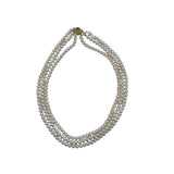 14K CLASP PEARL 3 STRAND NECKLACE GOLD WHITE