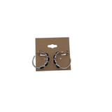 .925 HOOP GEMSTONE EARRINGS SILVER BLACK