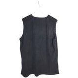MING WANG FAUX SUEDE LACE TRIM DESIGNER VEST BLACK LARGE