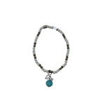 BEADED LOVE CHARM BRACELET WHITE TURQUOISE