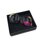 BETSEY JOHNSON W/BOX FLORAL SUNGLASSES/READERS BLACK PINK
