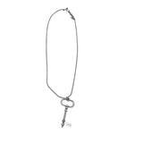 CHICO'S LARGE KEY PENDANT NECKLACE SILVERTONE