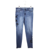 WHITE HOUSE BLACK MARKET EMBROIDERED SKINNY JEANS BLUE BLACK 8