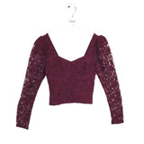 ANTHROPOLOGIE VELOUR LONG SLEEVE TOP WINE RED XSMALL