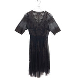 JOHNNY WAS EMBROIDERED SHORT SLEEVE DESIGNER DRESS BLACK BROWN XLARGE