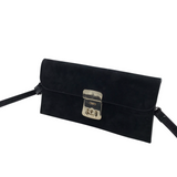 THEORY SUEDE CROSSBODY HANDBAG BLACK 7x3