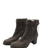 TRASK ANKLE BOOTS SUEDE BLOCK HEEL SHOES TAUPE 9.5