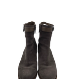 TRASK ANKLE BOOTS SUEDE BLOCK HEEL SHOES TAUPE 9.5