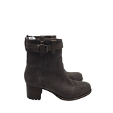 TRASK ANKLE BOOTS SUEDE BLOCK HEEL SHOES TAUPE 9.5
