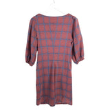 FREE PEOPLE PLAID 3/4 SLEEVE DRESS MAUVE BLUE 2