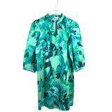 TYLER BOE PRINT 3/4 SLEEVE DESIGNER DRESS TEAL MEDIUM