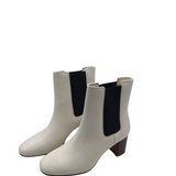 J. CREW BLOCK HEEL BOOTIE BOOTS CREAM BLACK 5