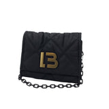 BIMBA Y LOLA QUILTED CHAINLINK HANDBAG BLACK 9x7