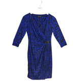 TAHARI 3/4 SLEEVE DRESS BLUE BLACK 4