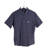 TWO DOVE RET$75 SHORT SLEEVE MEN SHIRT NAVY MEDIUM