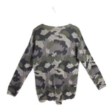 360 CASHMERE CASHMERE CAMO LONG SLEEVE DESIGNER SWEATER OLIVE GREY LARGE